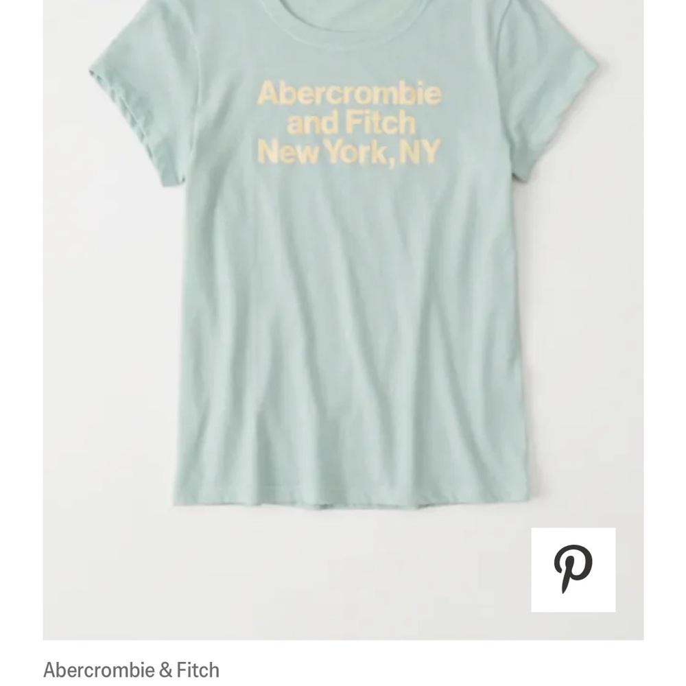 Abercrombie & Fitch XS Short-Sleeve Logo Tee in Light Aqua and Cream